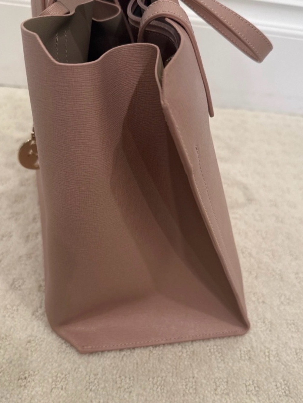 Furla Pink Leather Tote Bag Structured Medium Shopper - Picture 8 of 8